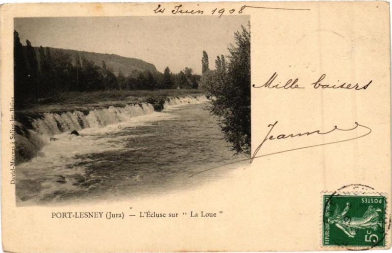 Carte postale ancienne Port-Lesney - l'Ecluse sur la Loue à Port-Lesney
