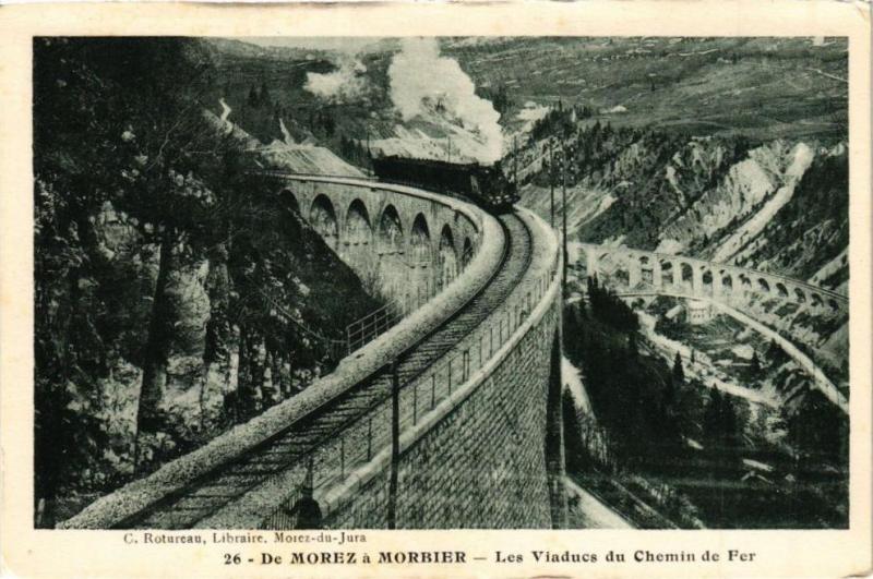 Carte postale ancienne De Morez a Morbier - Les Viaducs du Chemin de Fer à Chemin