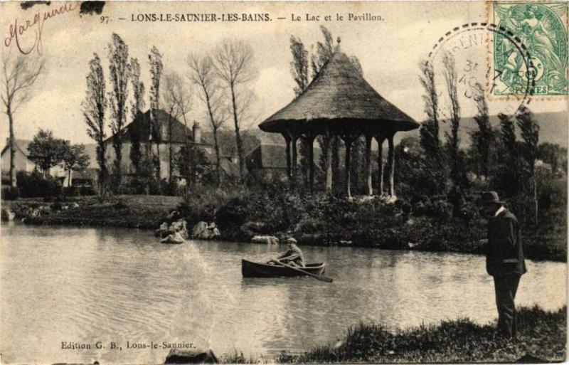 Carte postale ancienne Lons-le-Saunier-les-Bains - Le Lac et le Pavillon à Lons-le-Saunier