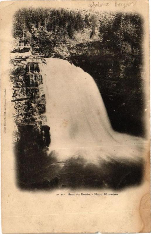 Carte postale ancienne Saut du Doubs Haut 25 métres à Doubs