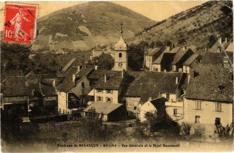 Carte postale ancienne Environs de Besancon - Beure - Vue Général et le Mont Rosemont à Beure