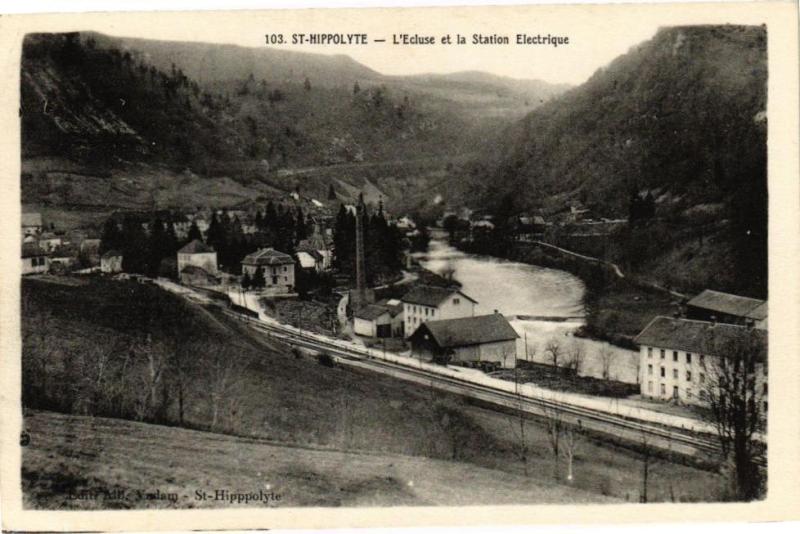 Carte postale ancienne Saint-Hippolyte - L'Ecluse et la Station Electrique à Saint-Hippolyte