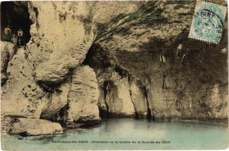 Carte postale ancienne Nans-sous-Sainte-Anne - Intérieur de la Grotte de la Source du Lizon à Nans-sous-Sainte-Anne