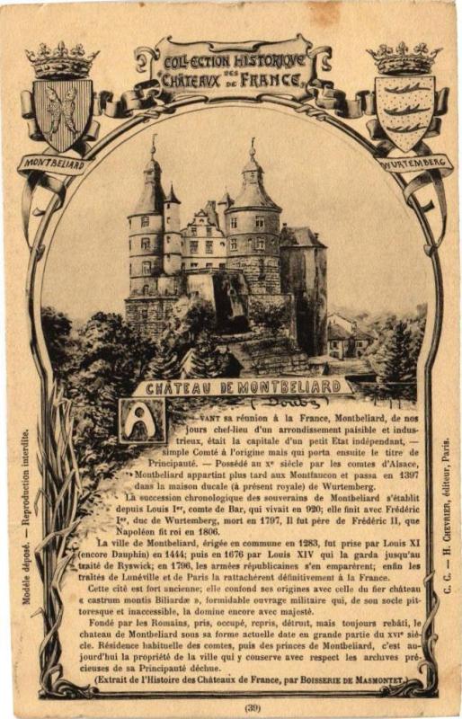 Carte postale ancienne Collection Historique - Chateaux de France - Chateau de Montbeliard