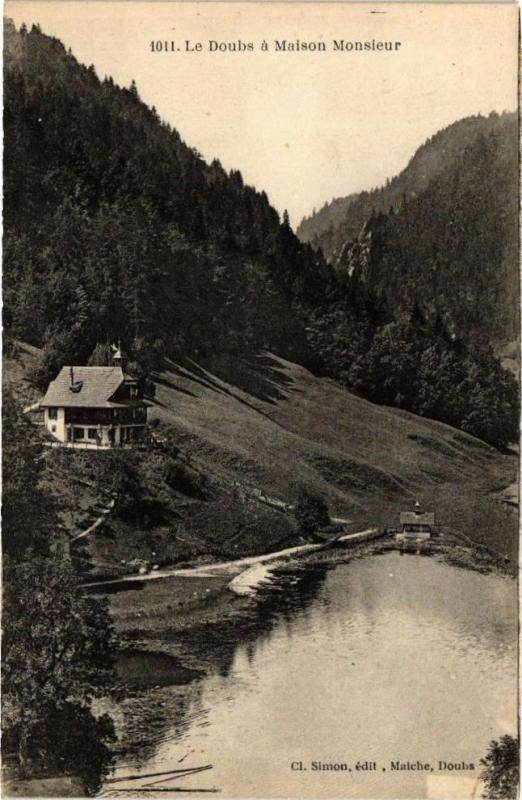 Carte postale ancienne Le Doubs a Maison-Monsieur à Doubs