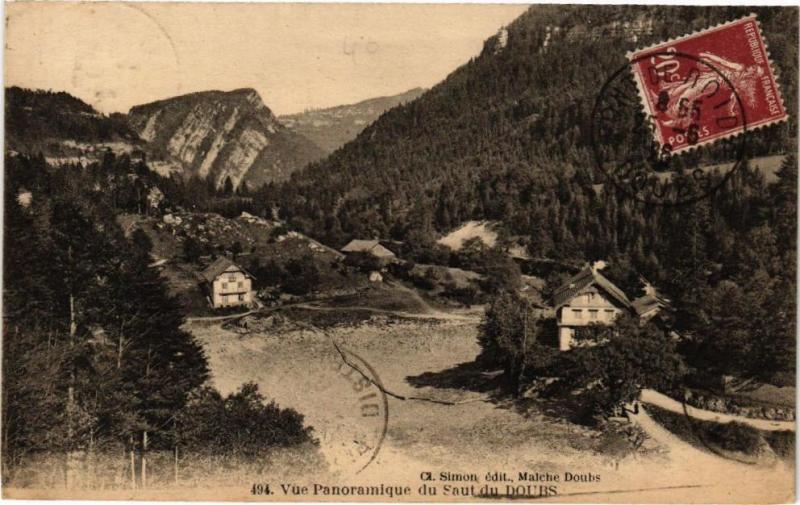 Carte postale ancienne Vue Panoramique du Saut du Doubs à Doubs