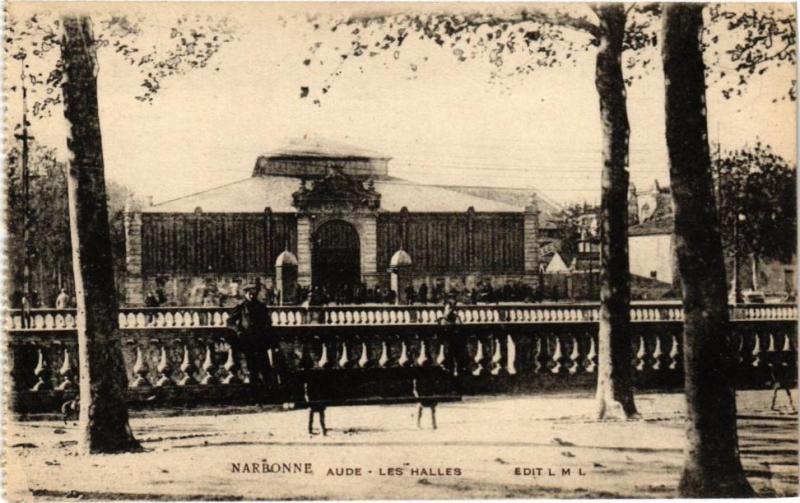 Carte postale ancienne Narbonne-Aude-Les Halles à Narbonne