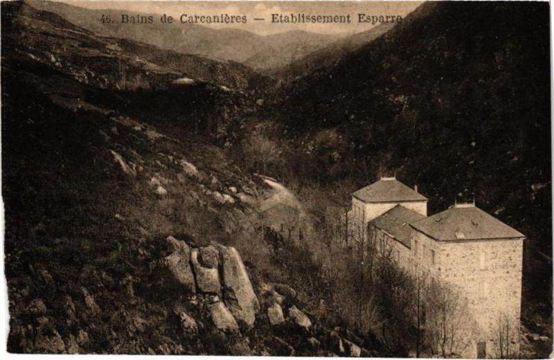 Carte postale ancienne Bains de Carcanieres-Etablissement Esparre
