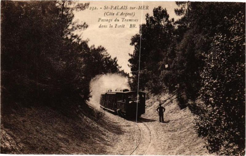 Carte postale ancienne Saint-Palais sur-Mer (Coté d'Argent) Passage du Tramway dans la Forét à Saint-Palais-sur-Mer