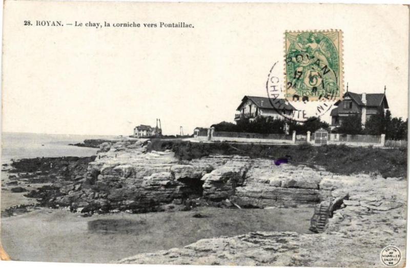 Carte postale ancienne Royan - Le chay la corniche vers Pontaillac à Royan