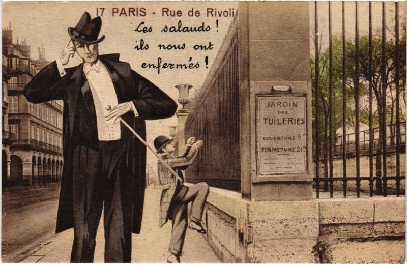 Carte postale ancienne Paris 17 Rue de Rivoli les salauds