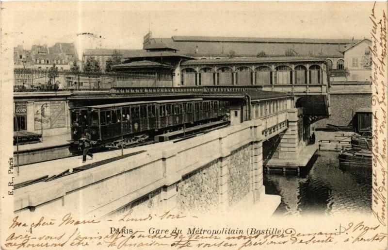 Carte postale ancienne Paris 4e Gare de la Bastille à Paris 4e