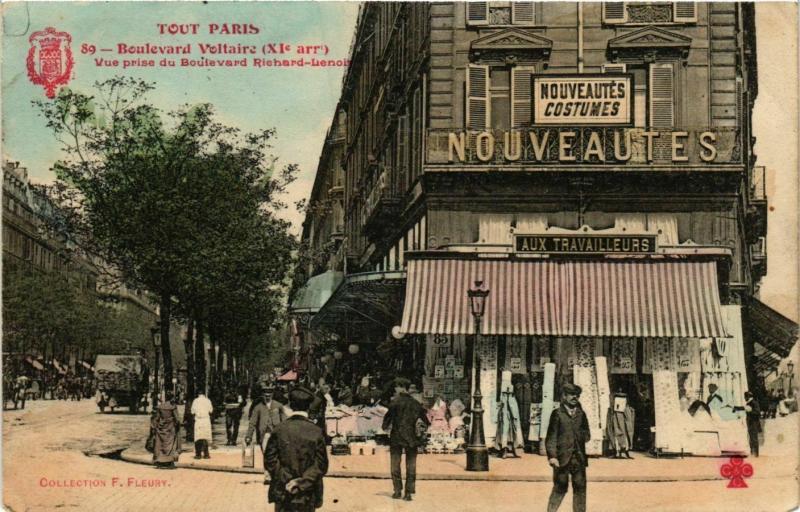Carte postale ancienne Tout Paris 11e 89 Boulevard Voltaire. Bd Richard-Lenoir F. Fleury à Paris 11e