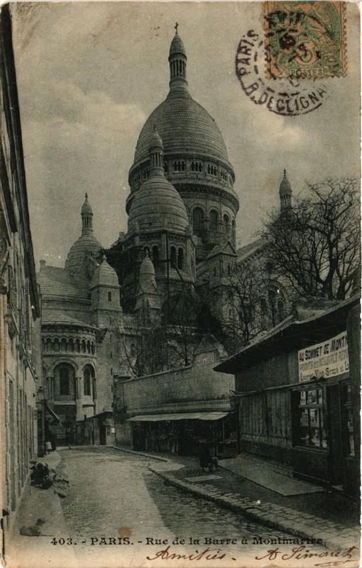 Carte postale ancienne Rue de la Barre à Montmartre à Paris 18e
