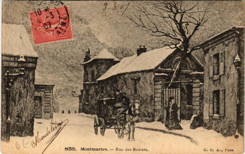 Carte postale ancienne Montmartre - Rue des Rosiers à Paris 18e