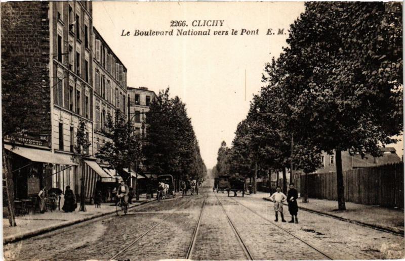 Carte postale ancienne Le Boulevard National vers le Pont à Clichy