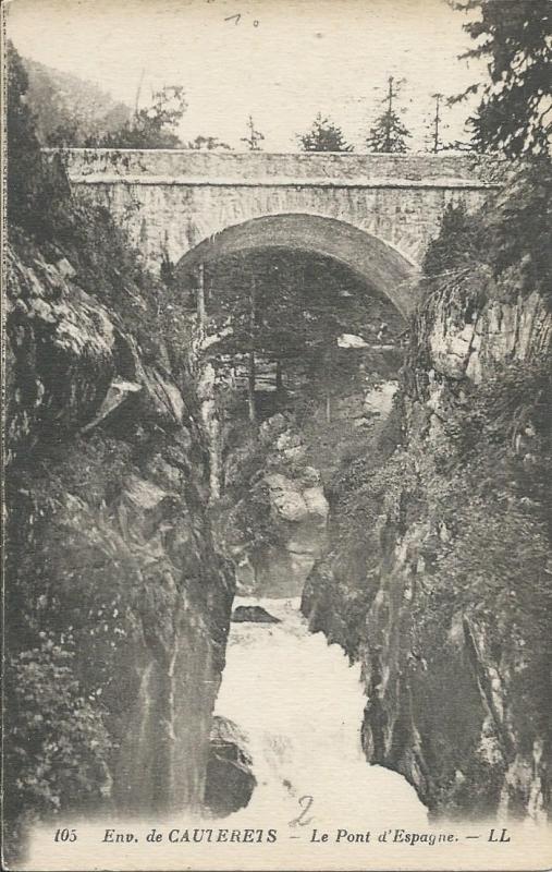 Carte postale ancienne Le Pont d'Espagne à Cauterets