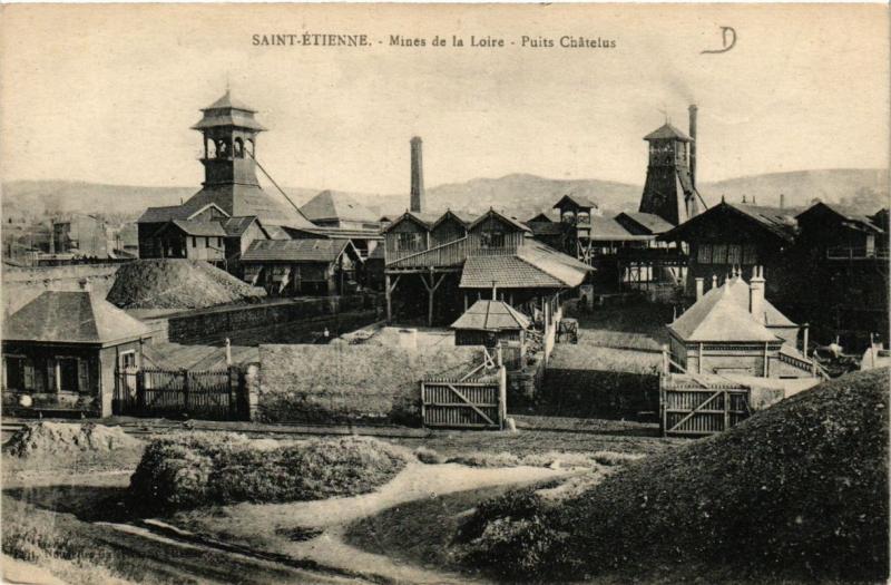 Carte postale ancienne Saint-Etienne Mines de la Loire Puits Chatelus