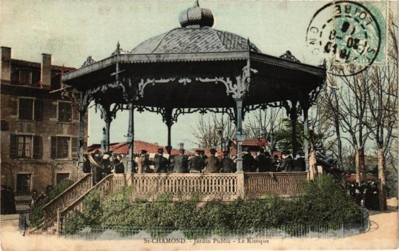 Carte postale ancienne Saint-Etienne - Jardin Public - Le Kiosque à Saint-Étienne