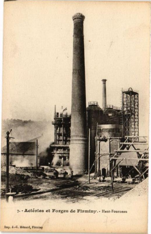 Carte postale ancienne Aciéries et Forges de Firminy - Haut-Fourneau à Firminy