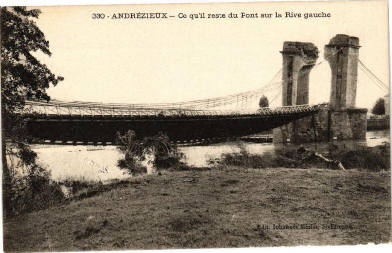 Carte postale ancienne Andrezieux - Ce qu'il reste du Pont sur la Rive gauche