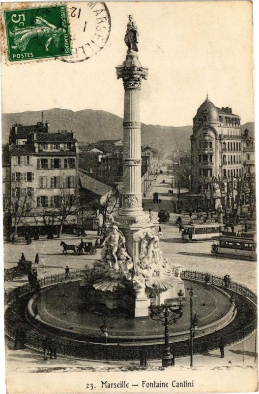 Carte postale ancienne Marseille-Fontaine Cantini à Marseille