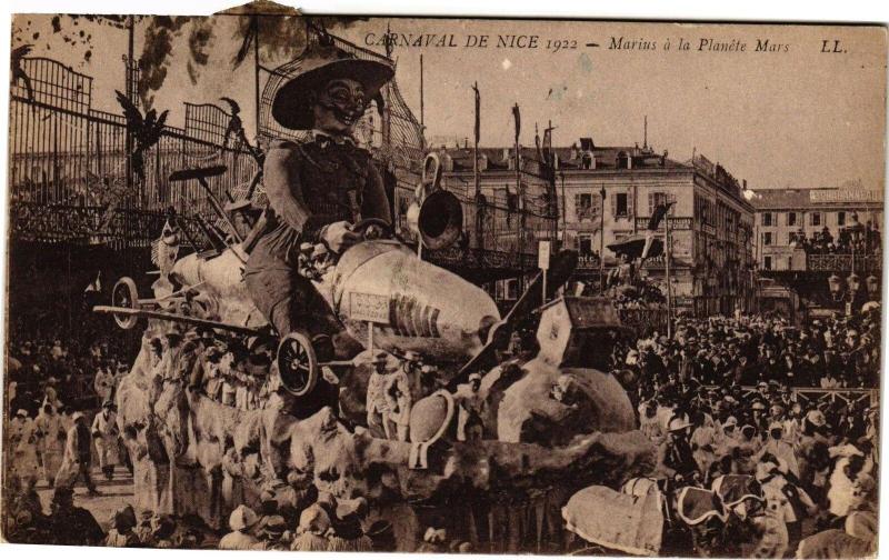 Carte postale ancienne Carnaval de Nice 1922 - Marius a la Planéte Mars