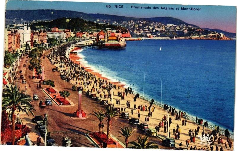 Carte postale ancienne Nice - Promenade des Anglais et Mont-Boron à Nice