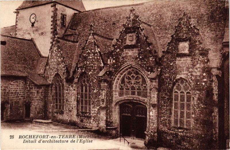 Carte postale ancienne Rochefort-en-Terre - Detail d'architecture de l'Eglise à Rochefort-en-Terre