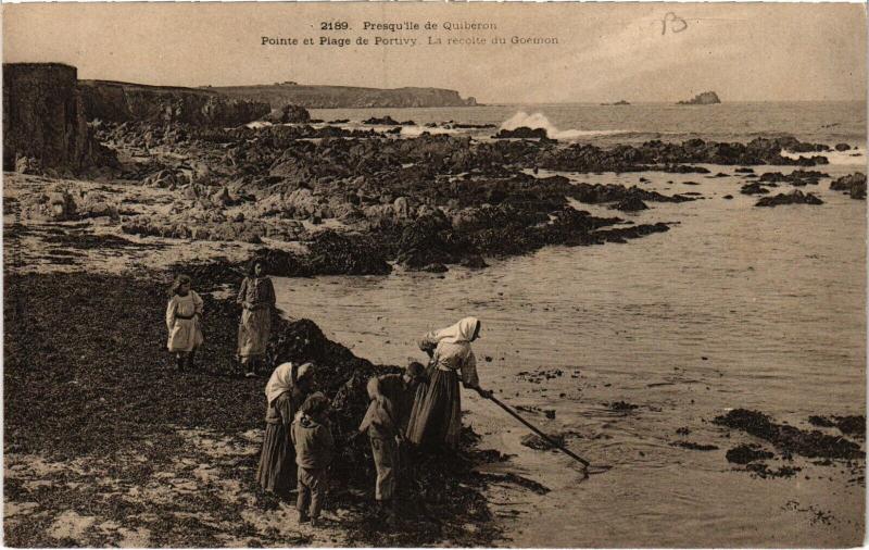 Carte postale ancienne Presqu'ile de Quiberon - Ponte et Plage de Portivy - La rescoite à Quiberon