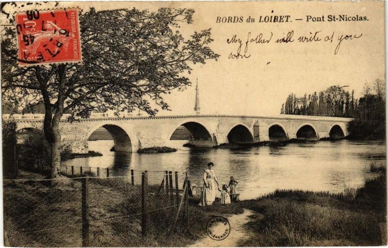 Carte postale ancienne Bords du Loiret - Pont Saint-Nicolas