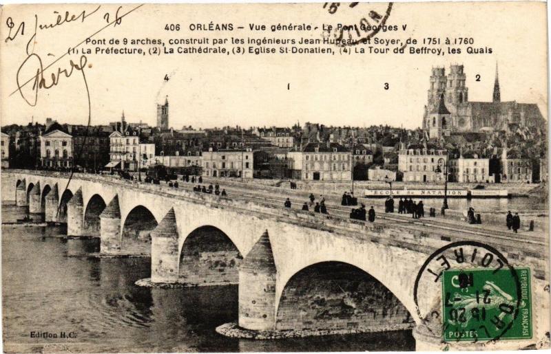 Carte postale ancienne Orleans-Vue générale-Le Pont Georges