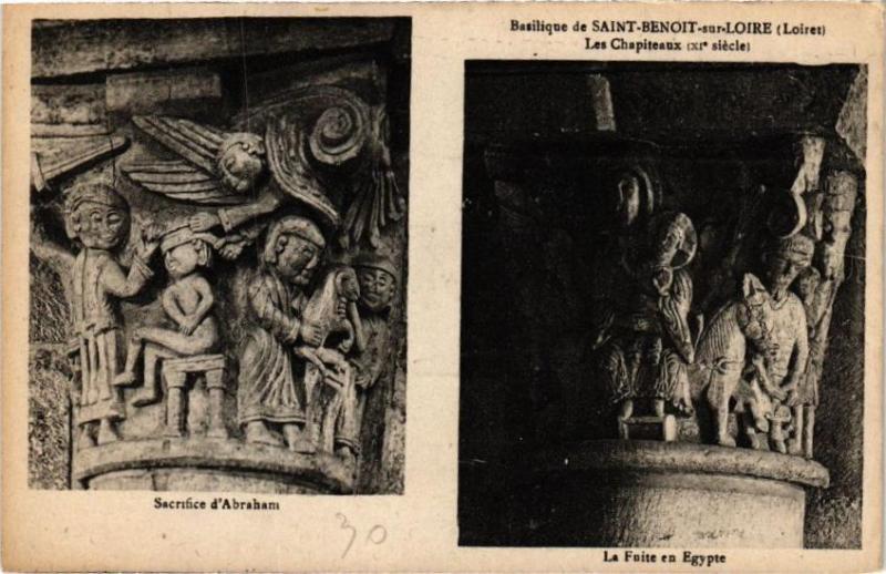 Carte postale ancienne Basilique de Saint-Benoit-sur-Loire-Les Chapiteaux