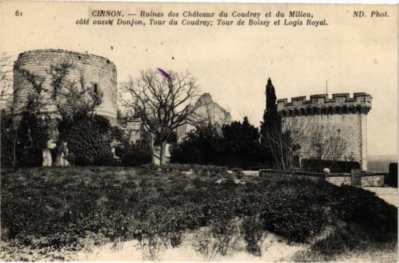 Carte postale ancienne Chinon - Ruines des Chateaux du Coudray et du Milieu coté ouest... à Chinon