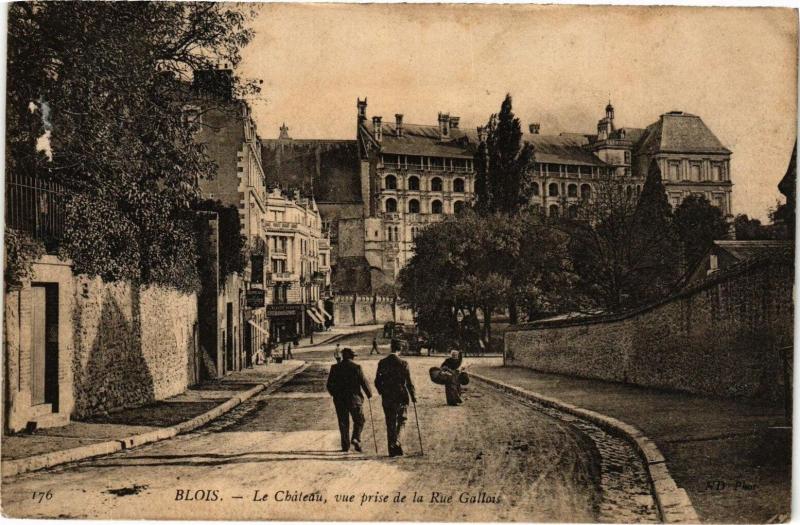 Carte postale ancienne Blois - Le Chateau vue prise de la Rue Gallas à Blois