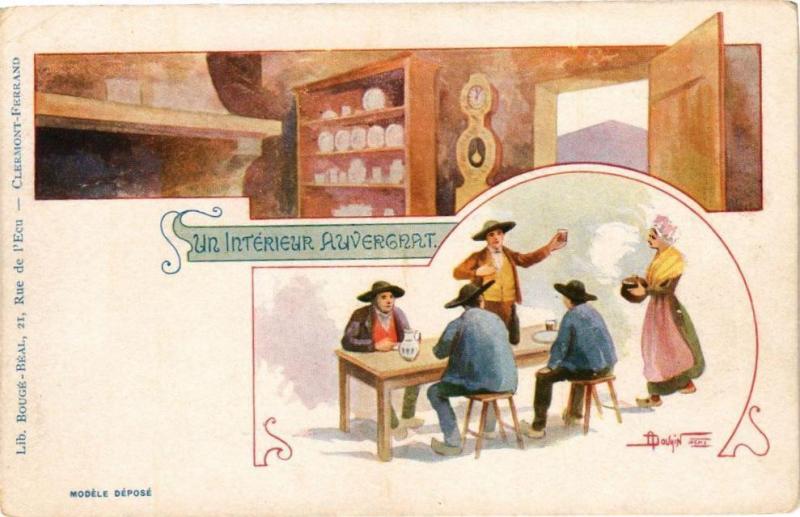 Carte postale ancienne Interieur Auvergnat