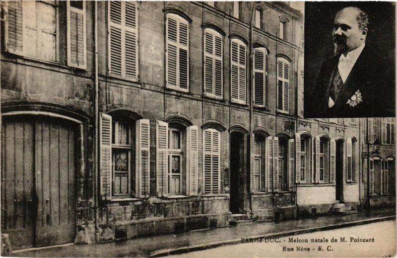 Carte postale ancienne Bar le Duc-Maison natale de M. Poincaré Rue Néve à Bar-le-Duc