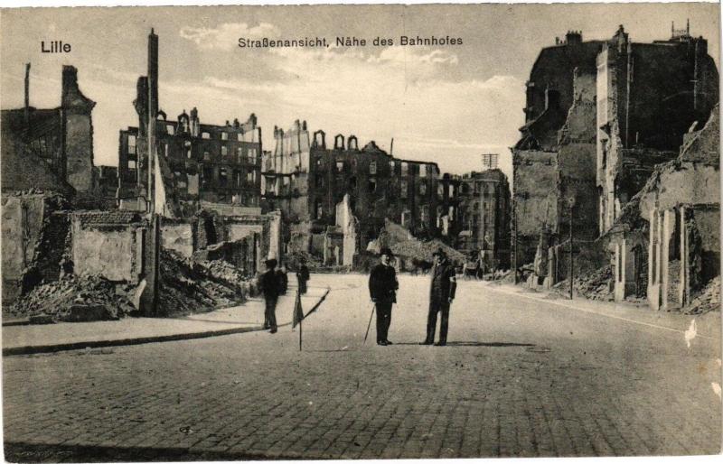 Carte postale ancienne Lille - Straseansicht Nahe des Bahahofes à Lille