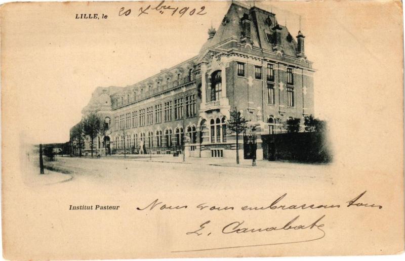 Carte postale ancienne Lille le.... 20/oct/1902 - Institut Pasteur à Lille