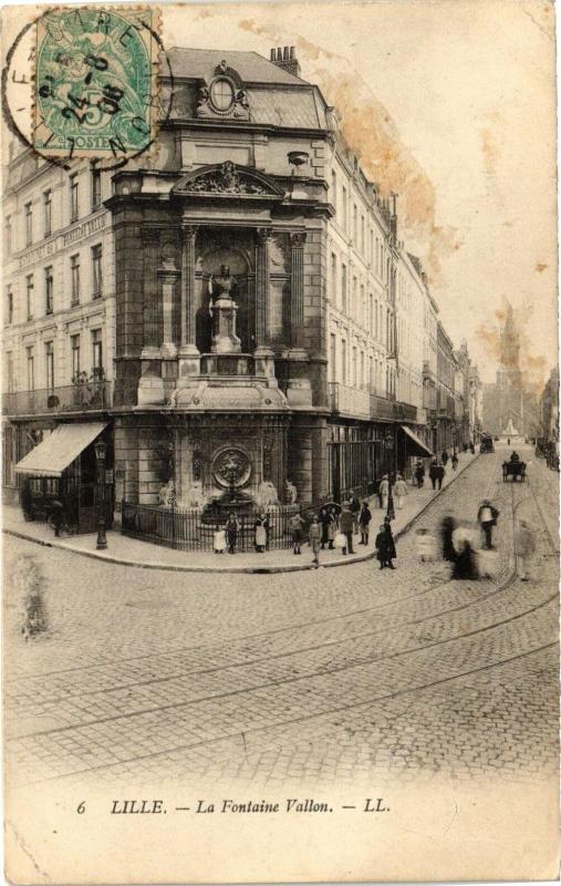 Carte postale ancienne Lille - La Fontaine Vallon à Lille