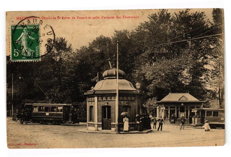 Carte postale ancienne Maubeuge - Octroi de la porte de france et salle d'attente à Maubeuge