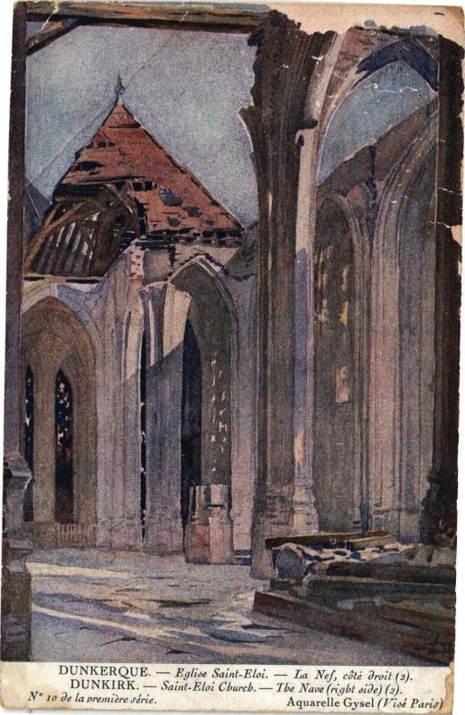 Carte postale ancienne Dunkerque - Eglise Saint-Elvi - La Nef cote droit à Dunkerque