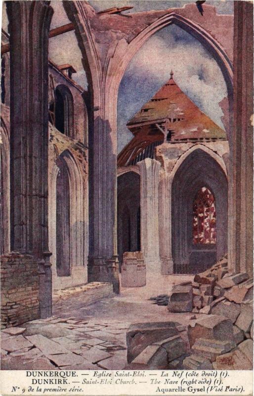 Carte postale ancienne Dunkerque - Eglise Saint-Elvi - La Nef cote droit à Dunkerque