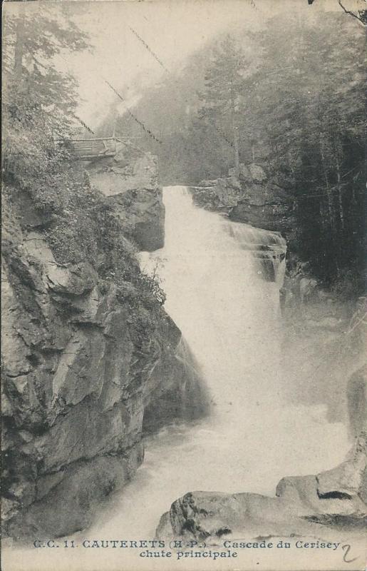 Carte postale ancienne Cascade du Cerisey – Chute principale à Cauterets