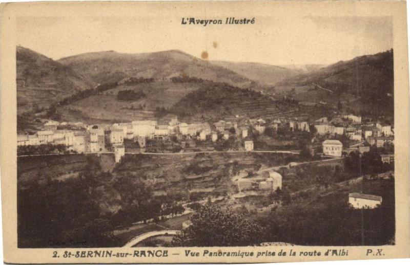 Carte postale ancienne Saint-Sernin-sur-Rance - Vue Panoramique prise de la route d'Albi à Saint-Sernin-sur-Rance