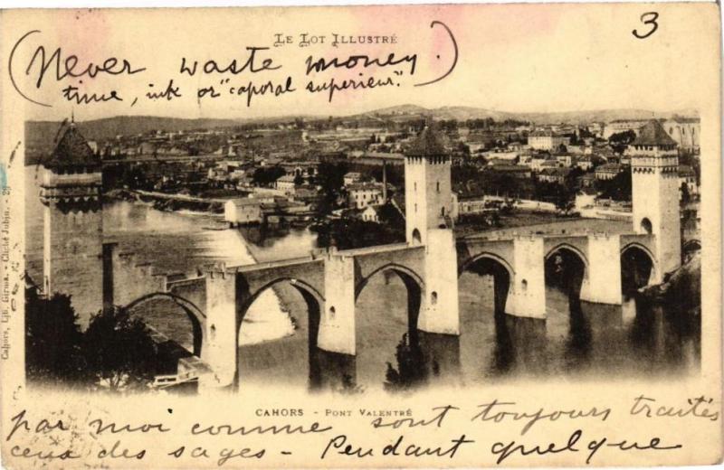 Carte postale ancienne Cahors-Pont Valentre à Cahors