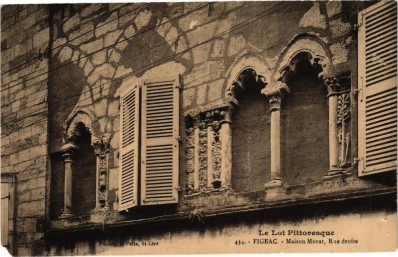 Carte postale ancienne Le Lot Pittoresque - Figeac - Maison Murat Rue droite à Figeac