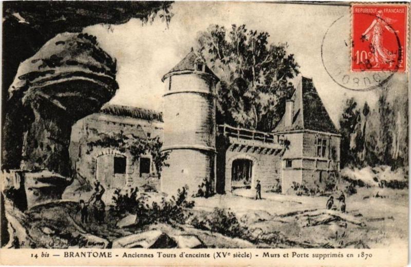 Carte postale ancienne Brantome-Anciennes Tours d'enceinte