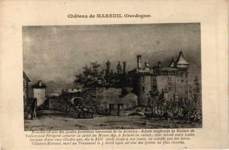 Carte postale ancienne Dordogne - Chateau de Mareuil