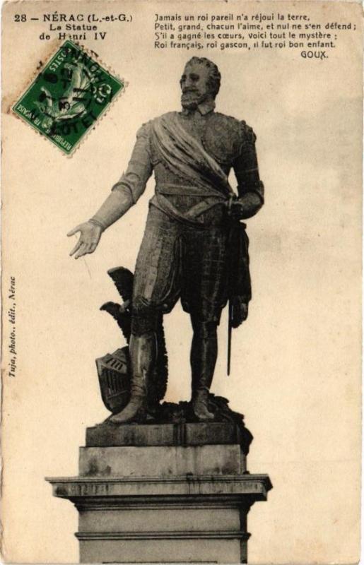 Carte postale ancienne Nerac-La Statue de Henri Iv